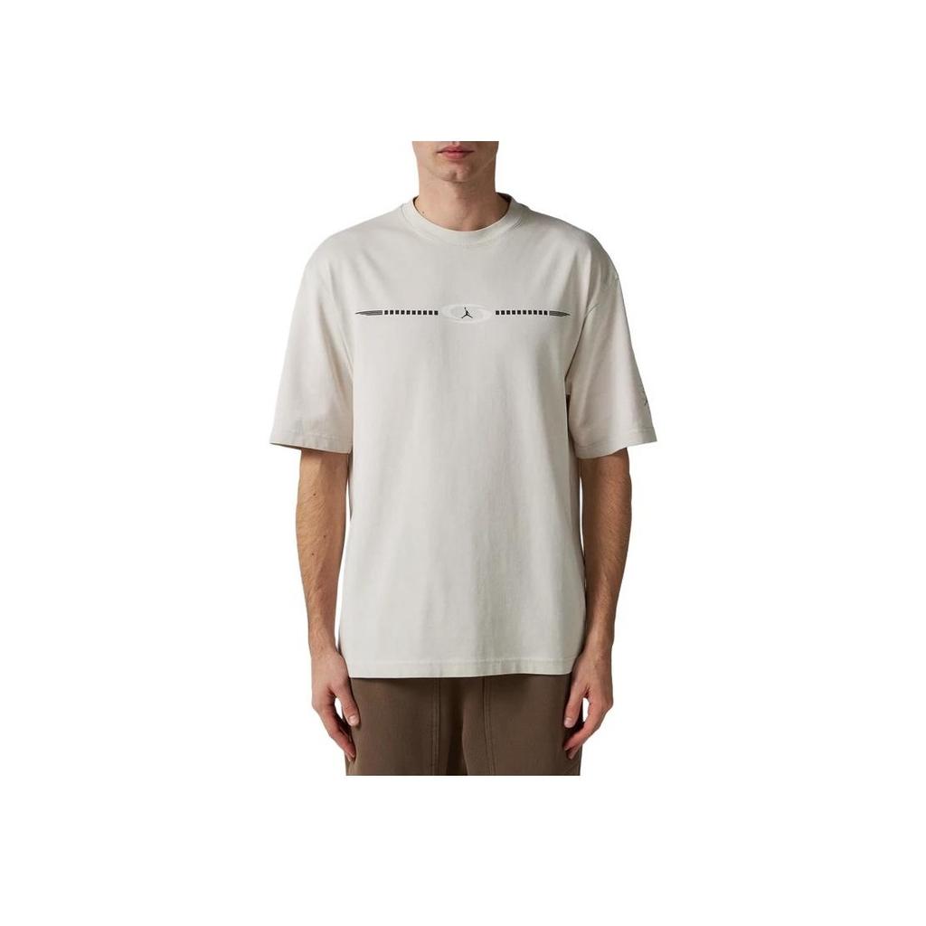 Air Jordan X Travis Scott Logo Tee Light Bone Men Tops Cream DZ5510-072