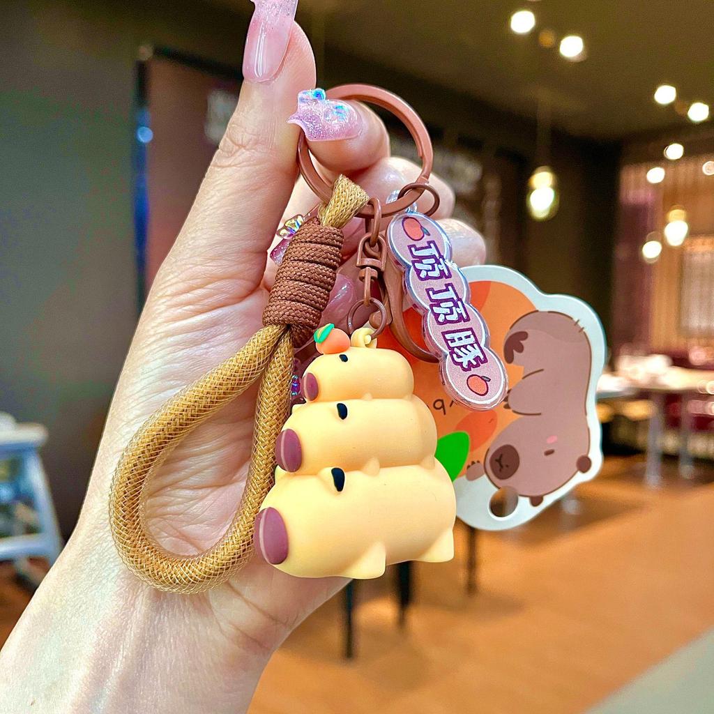 Bedårande Gris & Panda Stapelleksak Hängsmycke Nyckelring - Sött Par Bilväska Tillbehör, Perfekt Liten Gåva