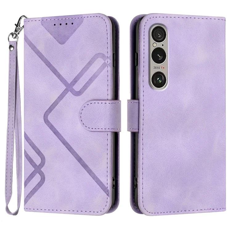 

YX0040 For Sony Xperia 1 VI Case with Hand Strap Geometry Leather Phone Cover