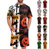 Men's Halloween Casual Homewear Pajama Set Short Sleeve Top and Shorts Lightweight Comfortable Sleepwear Set for Relaxed Fit