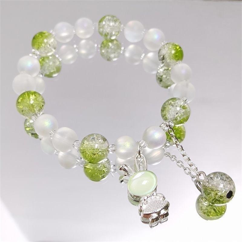 Summer Fresh and Cool Forest-themed Green Crystal Butterfly Ethereal Crystal Bracelet - A Niche Item