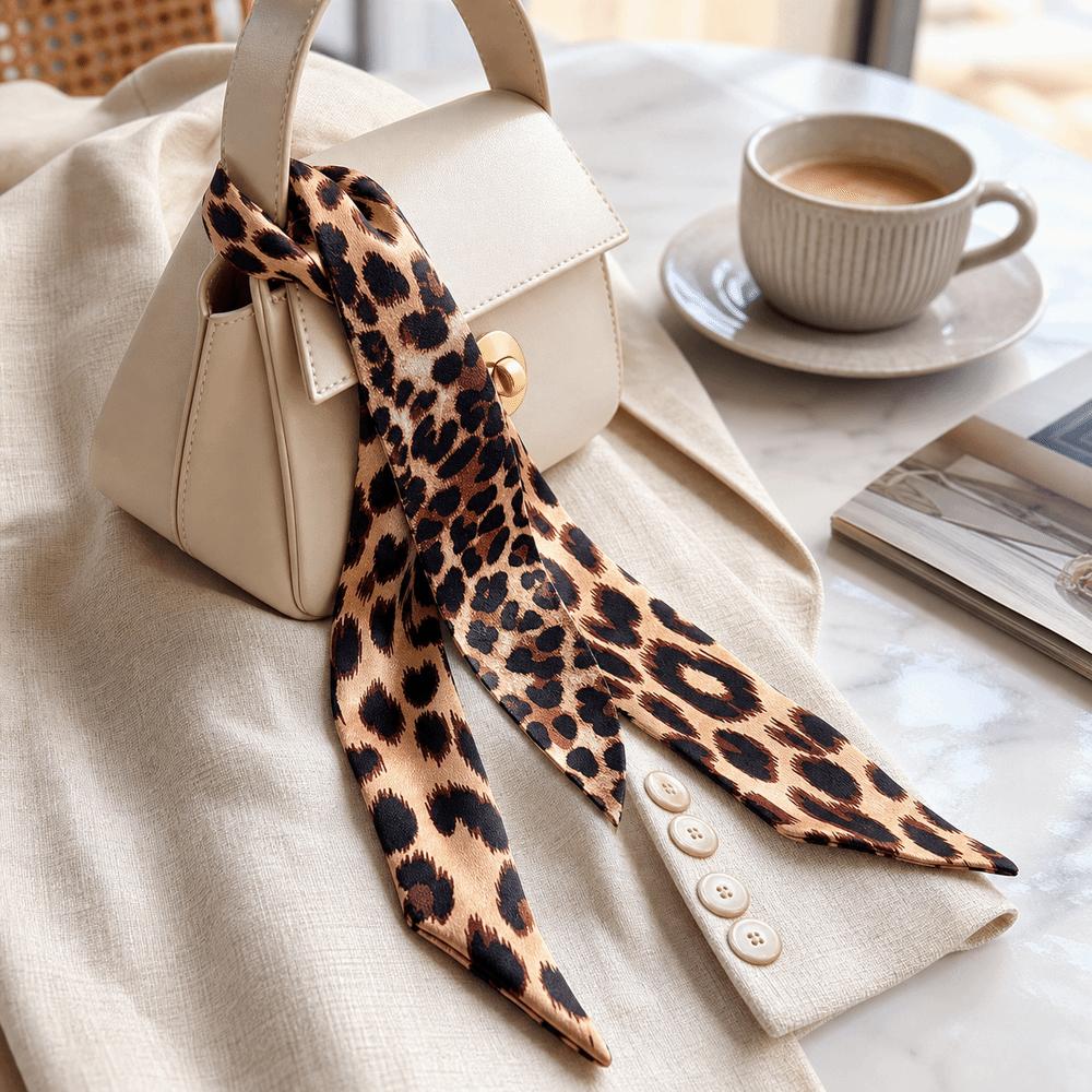 Leopard Print Small Silk Scarf Decoration Headscarf Elegant Slender Scarf Neckwear/Wrist/Waistband