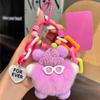 Dopamine Monster Rabbit Fur Charm - Small Coal Ball Backpack Pendant & Cartoon Doll Keychain