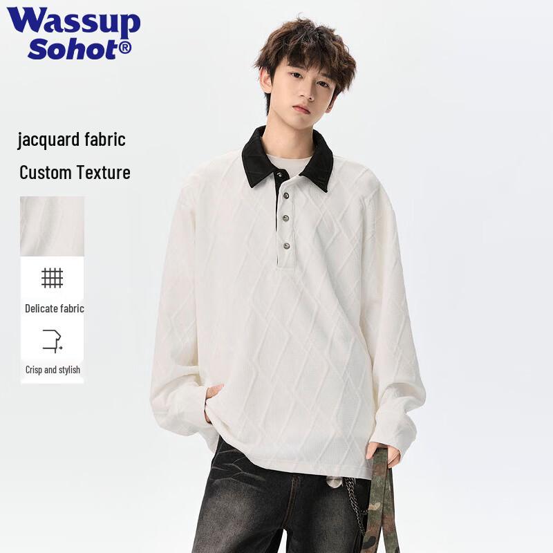 

Wassup Sohot Men s Textured Diamond Jacquard Sweatshirt S
