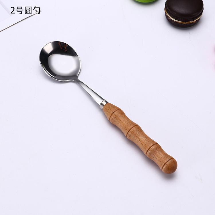 YOMDID 1PC Dinner Knife Fork Spoon With Wood Handle Stainless Steel Cutlery Western Food Dessert Tableware Fork Spoon Dinnerware