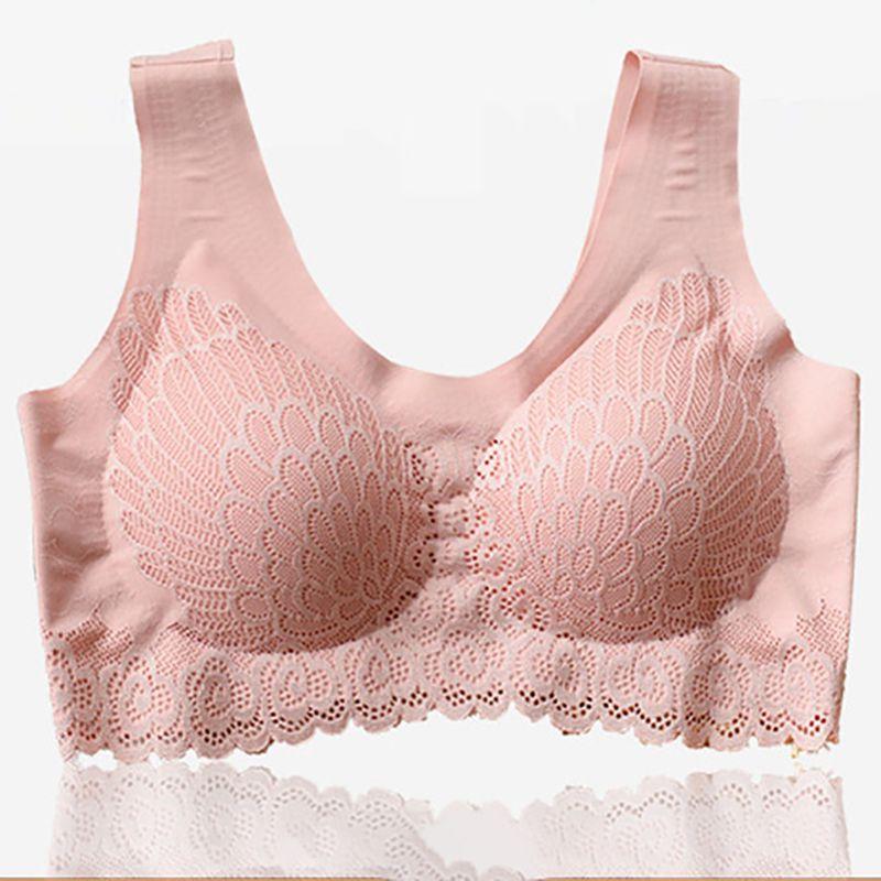 

Контурный женский беспроводной бюстгальтер, дышащее нижнее белье, бесшовные спортивные бюстгальтеры для йоги Pink,L