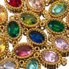10pcs Colorful Crystal Charm Double Holes Bracelet Connector Stainless Steel Necklace Earring Oval Pendants DIY Jewelry Findings