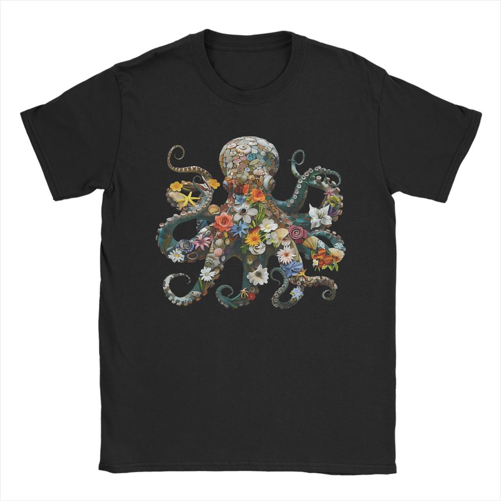 Octopus Colorful Scuba Dive TShirt Beach 100 Cotton TShirts For Couple Hip Hop Casual Tee Shirt Short Sleeve Vintage Tees