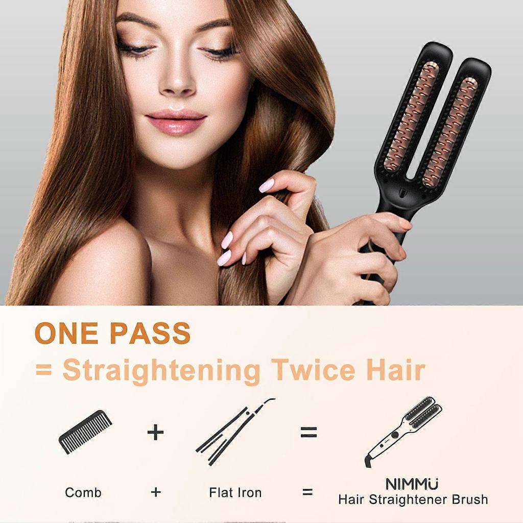 Dual-Head Electric Hair Straightener Comb Gentle Hair Care Heating Evenly Comb for Women and Men Hair Salon