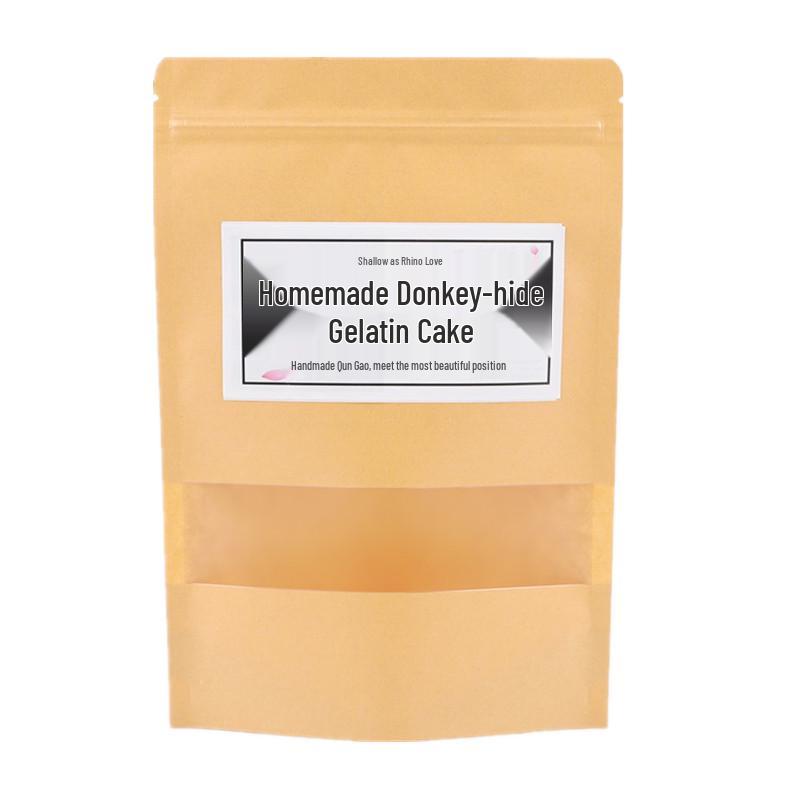 Handcrafted Donkey-hide Gelatin Cake Kraft Paper Gift Bag, Half and One Jin Options, Self-sealing Packaging