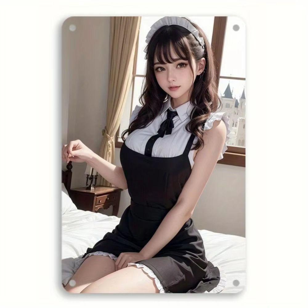 Fantasy Metal Wall Art Decor, Girl with Goldfish, 20x30cm Bedroom Sign