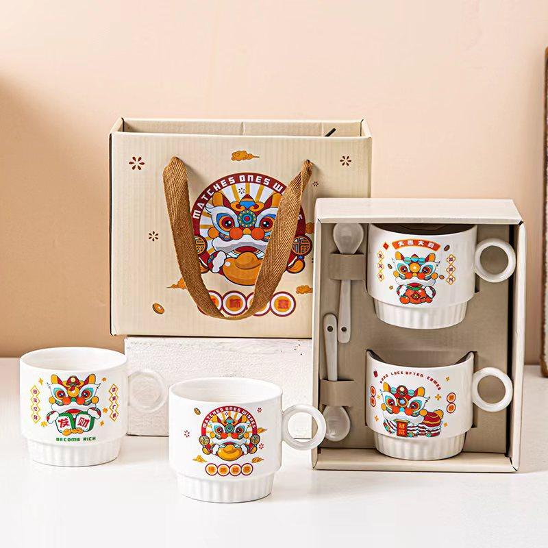 Ceramic Mug Set, Double Mug Gift Box, Coffee Cup, Souvenir, Business Event Gift, Water Cup