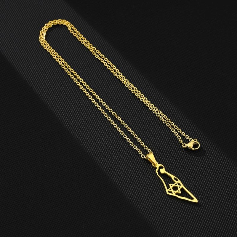 ISR and PS Map Necklace for Men Women Stainless Steel Gold Silver Color Pendant Necklaces Neckchain Jewelry
