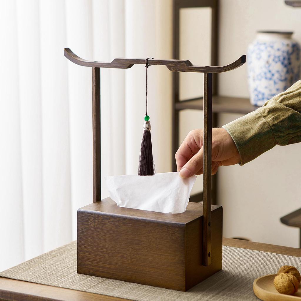Chinese Zen-Inspired Tissue Holder for Home and Tea Room