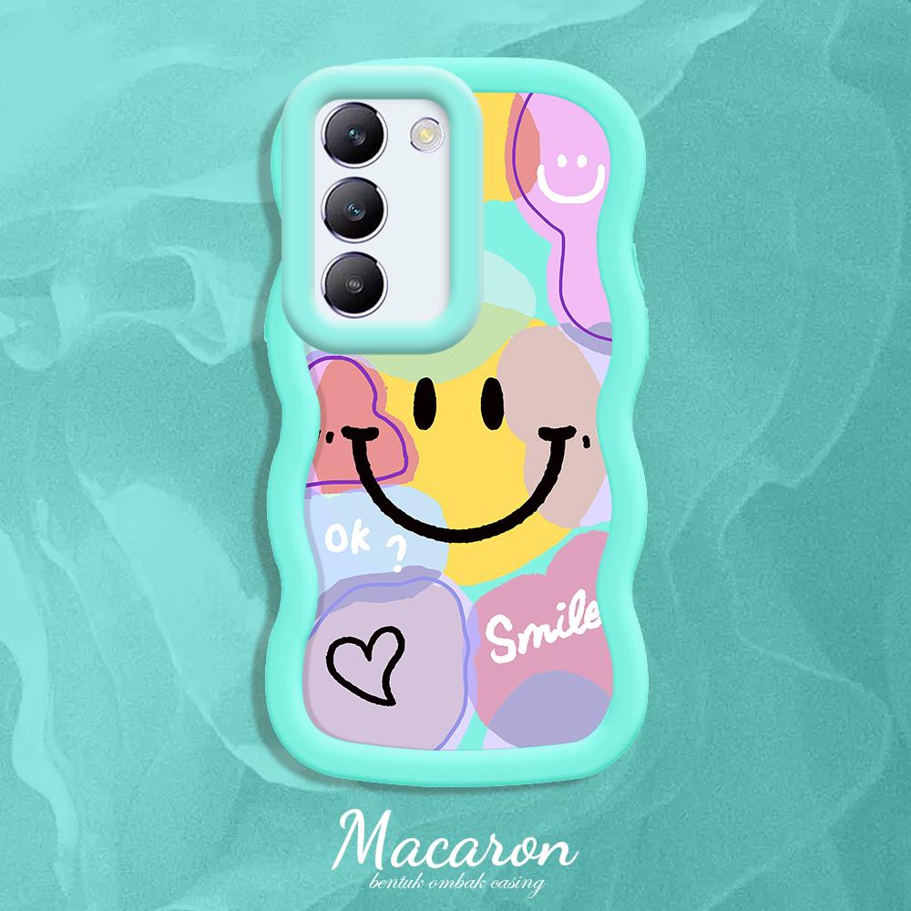 

Окрашенный узор Big Wave Edge Мягкий силиконовый материал Macaron чехол для телефона противоударный защитный резиновый чехол для OnePlus Vivo Motorola Moto Vivo Y21T синий