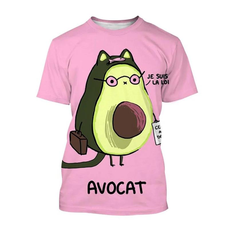 Summer Round Neck 3D Avocado Pattern Printed Top Fashionable Casual Short Sleeved Children's Boy and Girl Kids Unisex T-shirts