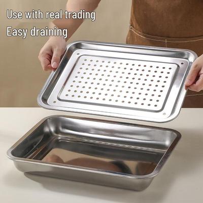 Saikeyou Stainless Steel Rectangular Steaming Trays 2-Pack