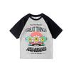 Korean Style Girls' Color Block Raglan Tee - Breathable Summer Short Sleeve Top