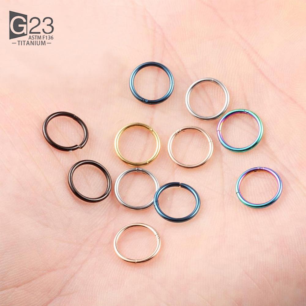 10pcs/50Pcs G23 Titanium Nose Piercing Hinged Segment Hoop Ring For Women Men Septum Clicker Ear Helix Earring Piercing Jewelry