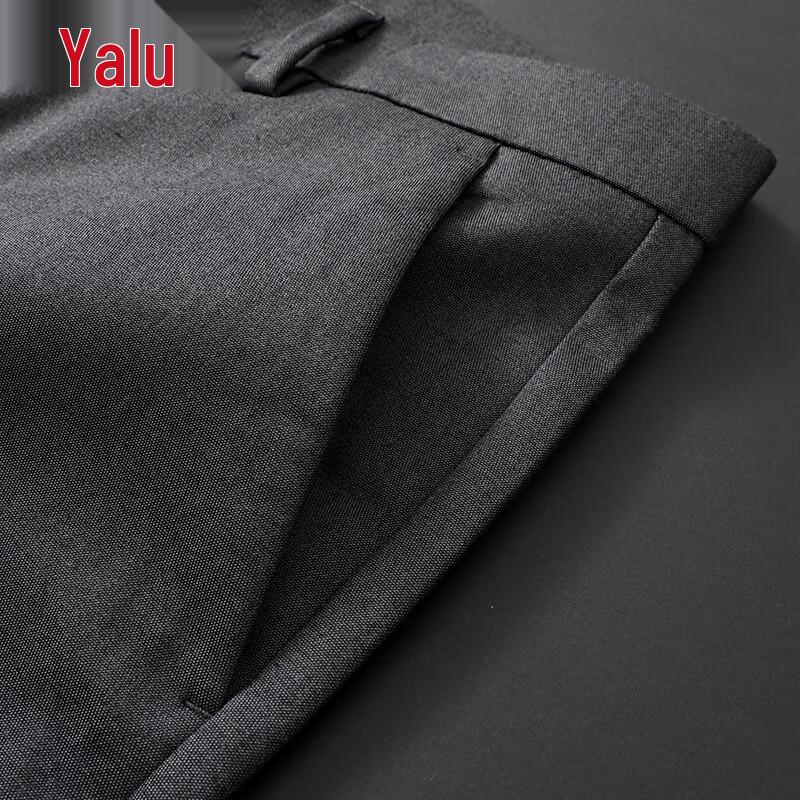 Ya Lu Men's Wool Blend Straight Leg Wrinkle-Free Casual Pants