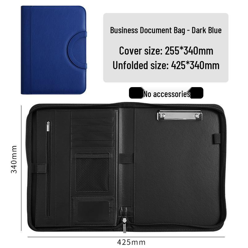A4 Multifunction Leather Zipper Briefcase Binder with Clipboard