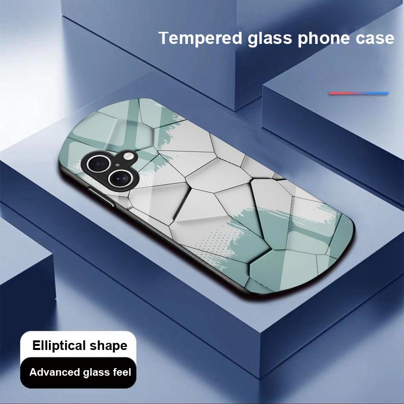 Geometryczny Wzór Dla Apple IPhone 16 11 13 15 14 Pro Max 12 Mini 7 8 Plus XR X XS Etui na Telefon z Hartowanego Szkła o Eliptycznym Kształcie