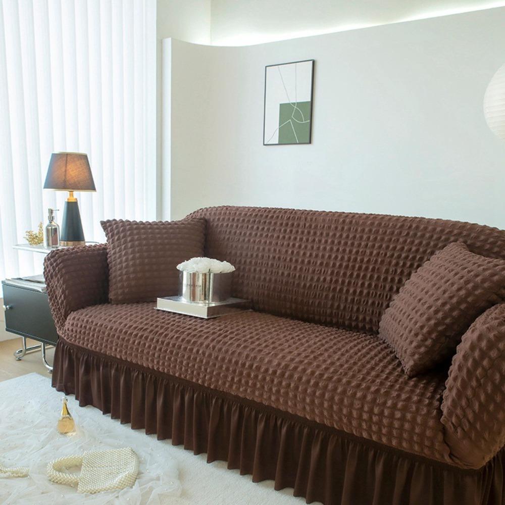Copridivano Universale a L 3 Posti con Chaise Stretchabile Tessuto a Bolle Antipolvere Copertura Protettiva