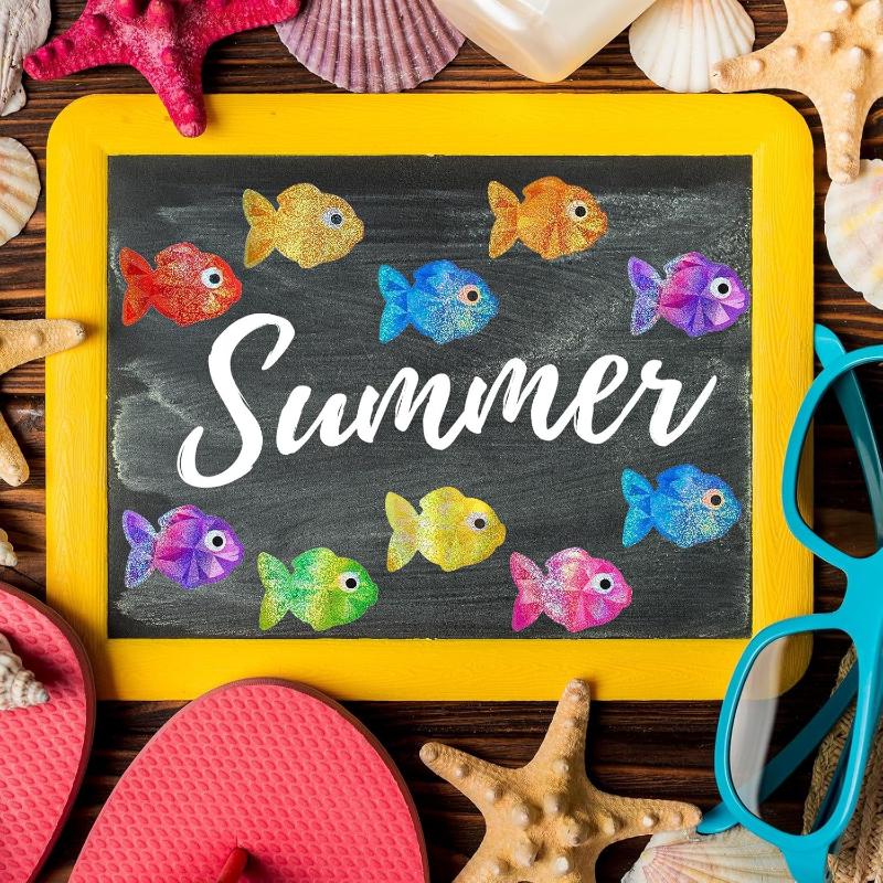 

Літні Яскраві Наклейки з Лазерним Ефектом Риби Підходять Для Ноутбуків, Валіз, Конвертів, Скрапбуків, Подарунків та Прикрас для Вечірок