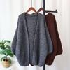 Autumn and Winter New Medium and Long Loose Lazy Wind Sweater Jacket Soft Waxy Gentle Wind Solid Color Knitted Cardigan Women