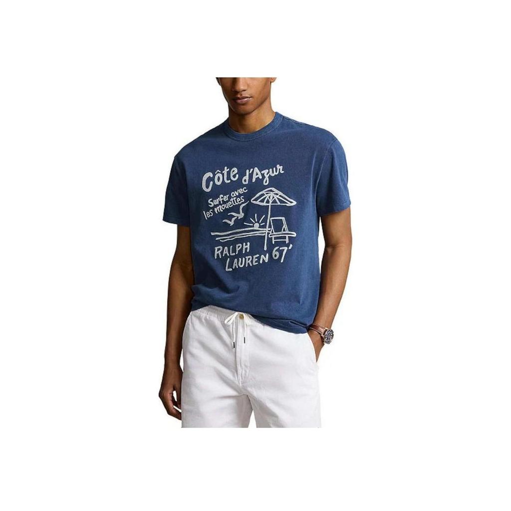 Polo Ralph Lauren T-shirt a maniche corte con girocollo e stampa a motivo di lettere Uomo Top Blu scuro 710936359-001