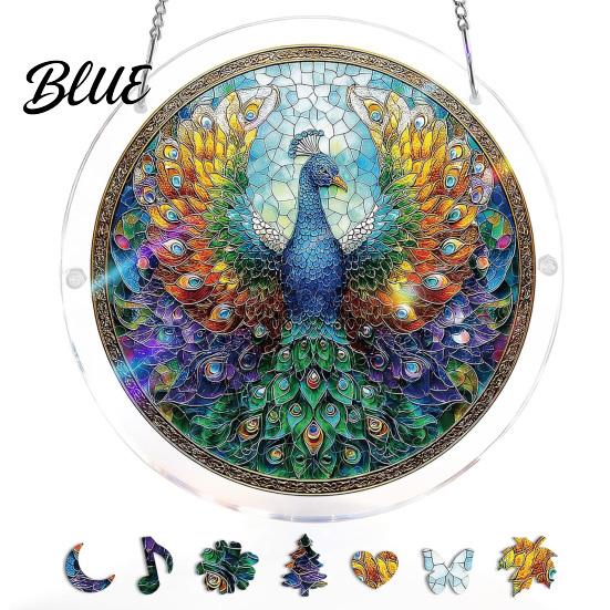 Vibrant Light Projection Decor Acrylic Puzzles Sun Catcher Stained Glass Effect Window Hanging Decor Colorful Catcher Hummingbird Flowers