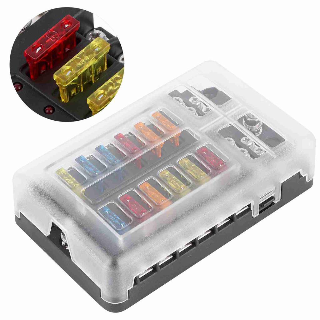 12 Circuits Fuse Box Block Holder LED Indicator Light MNI Motor for Car Yacht Marine Boat
