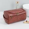 Leather Men Business Portable Storage Bag Toiletries Organizer Women Travel Cosmetic Bag Hanging Waterproof Wash Pouch