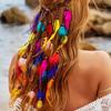 Zigeuner Indisches Kopfschmuck Bohemian Vintage Blaue Feder Quaste Stirnband Verstellbar Haarschmuck Für Frauen Urlaubs Schmuck
