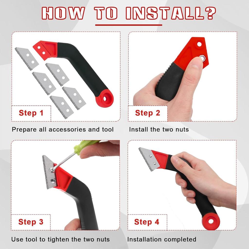 Grout Scraping Tool 10X Grout Saw Grouting Accessories 5 Pack Extra Replacement Cutter Heavy-Duty Scraper Grout Removal Tool Set