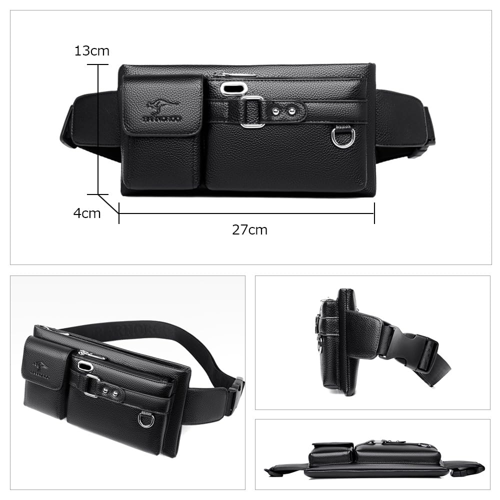 Whatna Mini Waist Pouch with Earphone Hole and Key PU Crossbody Chest Y88 Men's One-Shoulder Bag, Ring, Leather, Unisex, Bag, Bag, Lightweight,