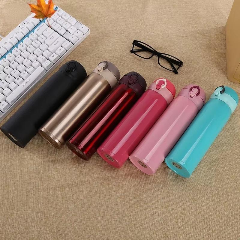 350ml Solid Color 304 Stainless Steel Double-layer Bouncing Cup Thermos Universal Thermos Flask Gift Water Cup