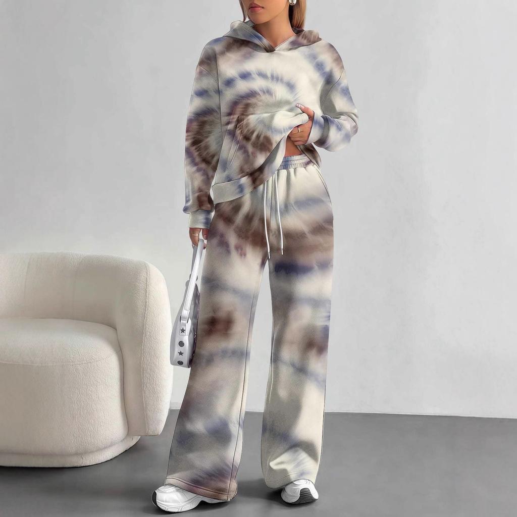 Vertigo European And American Autumn And Winter Casual Long-Sleeved Suit Women'S Hooded Sweater Trousers Two-Piece Set