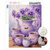 Purple Flower Teapot Cups Pearl Painting Set Pearl Art DIY Handmade Crafts Home Wall Decoration