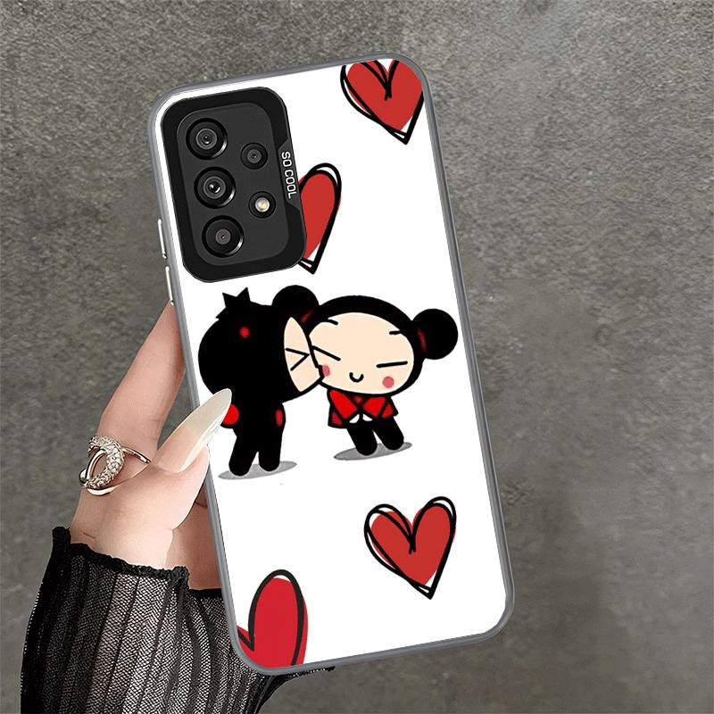 Cartoon Cute Pucca Garu Shockproof Phone Case for Samsung A17 A16 A15 A14 A37 A57 A36 A56 A26 A35 A55 A25 A34 A54 A24 A13 A23 A3