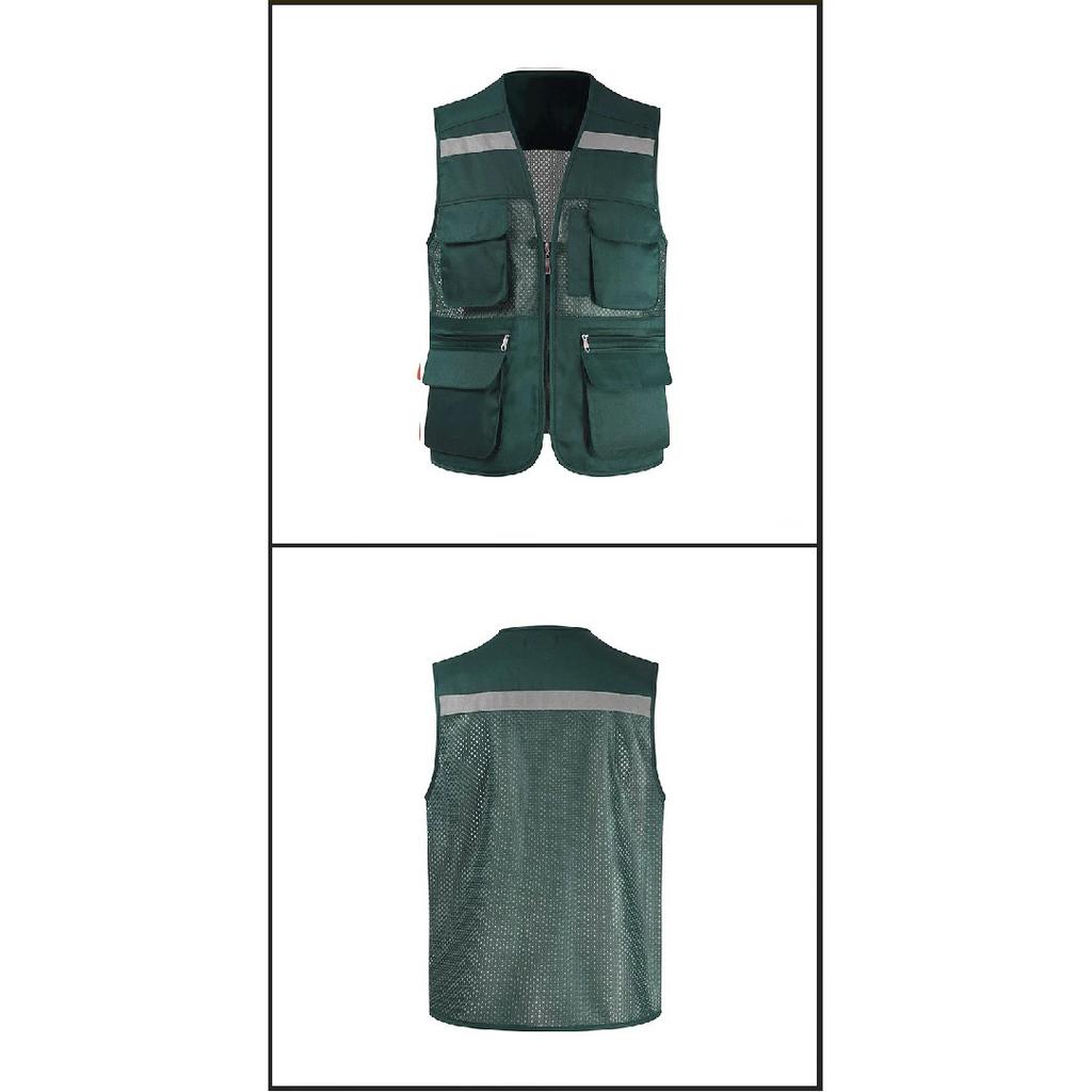 Men's Summer Mesh Vest Photography Work Multi-Pockets Outdoors Journalist's Vest Sleeveless Jackets