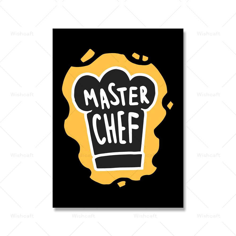 Cartoon Funny Fast Food Posters Master Chef Print Lunch Quote Canvas Painting Club Bar Shop Kitchen Wall Picture House Decor