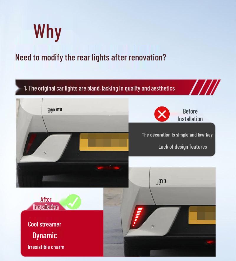 Compatible with 25 BYD Seagull Smart Driving Edition rear bumper, brake, tail, and fog light modifications.