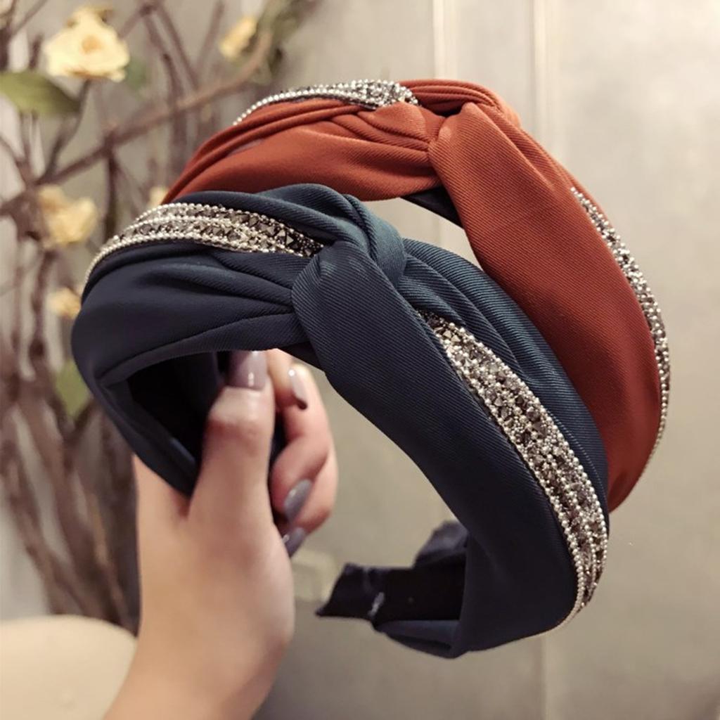 Neues breites geknotetes dekoriertes Haarband Damen einfarbig Satin breit Haaraccessoires Gesichtswäsche Kopfbedeckung