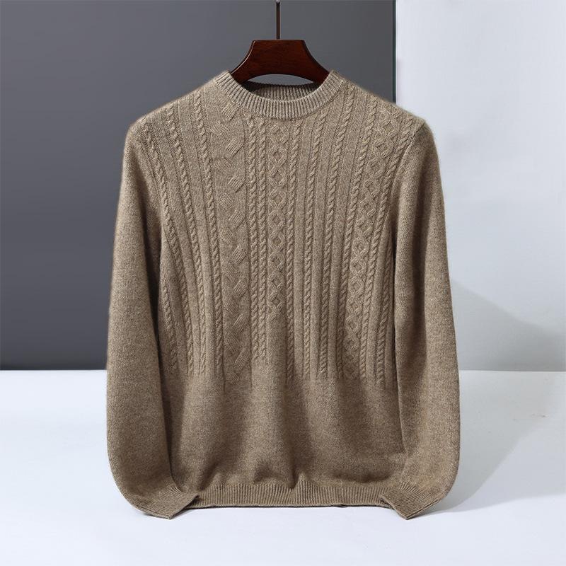 Cashmere Sweater Double-strand Thickened Sweater Twisted Knitted Sweater New Soft Waxy Skin-friendly Wool Sweater Men