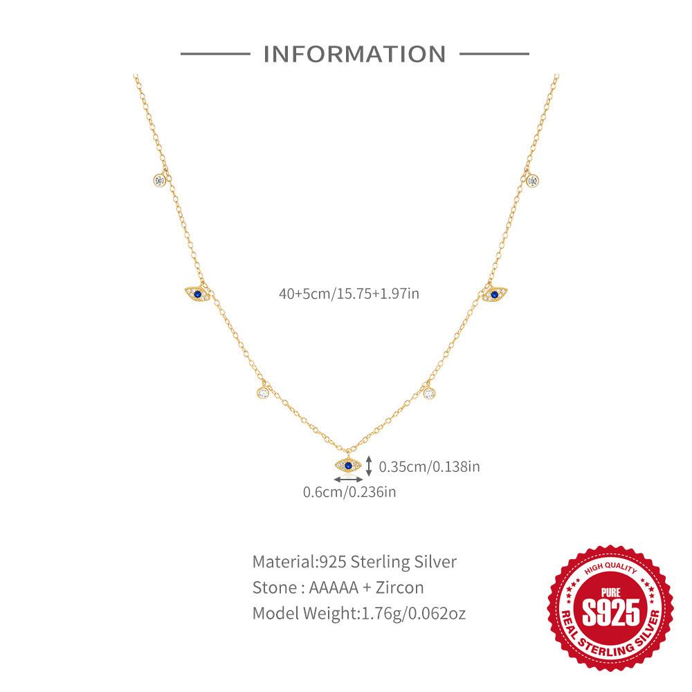 Collier œil du diable en argent sterling S925 avec zircon, chaîne de clavicule polyvalente et tendance pour femme
