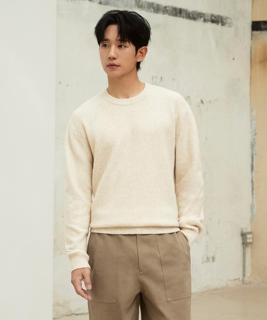 MINDBRIDGE [Air Wool] Alpaca Round Semi-Overfit Knit - 5 Colors