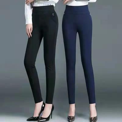 Women's Spring and Autumn High Waisted Elastic Straight Leg Casual Pants, Middle-aged and Elderly Slim Fit Simple Pants