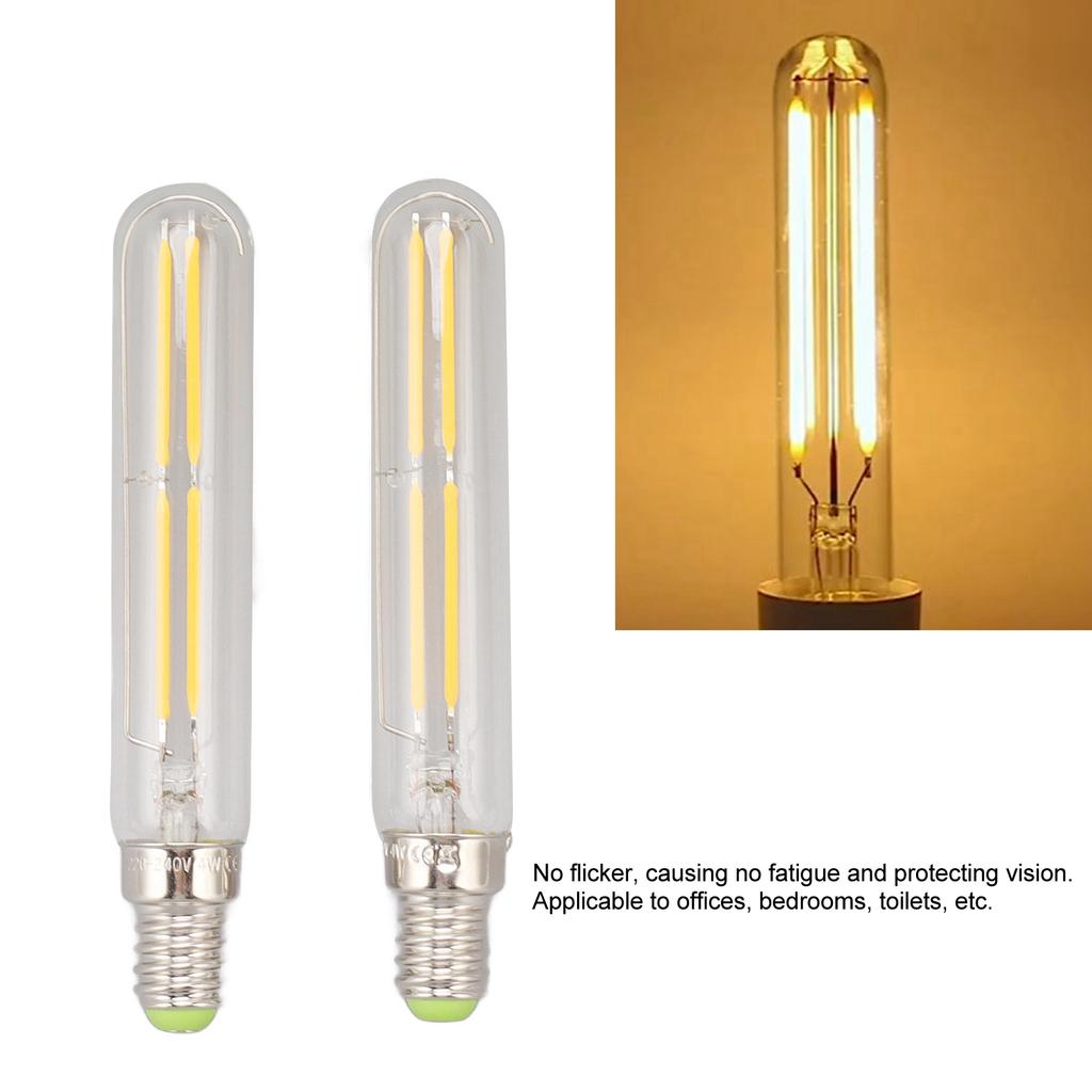 2Pcs LED Tube Bulb 4W E14 2300K Tubular Light Lamp Bulbs T20x120  for Lighting