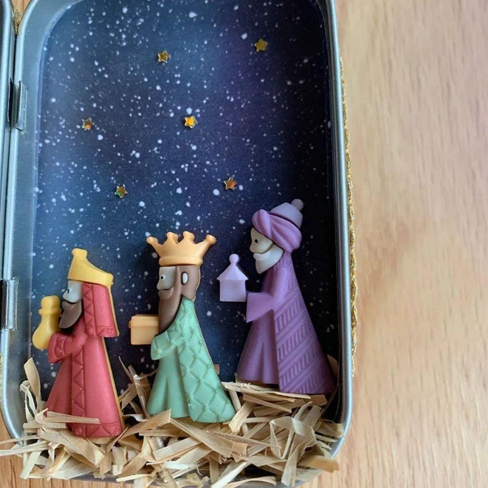 Exquisite Christmas Nativity Box Easy Carrying Desktop Figurine Ornament  Home Decor